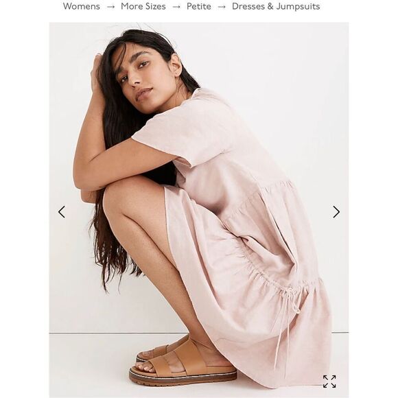 Madewell Linen Blend Lorelei Mini Dress Pale Pink Size S - Picture 5 of 16